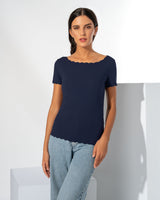 EGI 3142 Cotton/Elastan Navy Short Sleeve Top