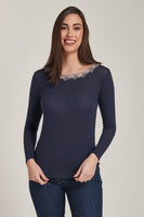 EGI 5213 Cashmere/Modal Navy Long Sleeve Top