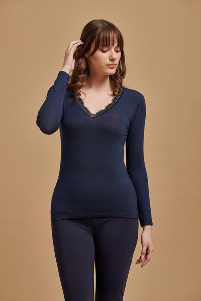 EGI 5230 CashmereModal Blue Long Sleeve Top