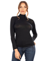 EGI 5249 Cashmere/Modal Black Turtleneck Long Sleeve Top