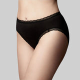 The Knicker - Cotton Black Hi Cut brief