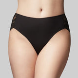 The Knicker - Precision Lace Black Hi Cut brief