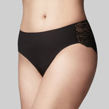 The Knicker - Precision Lace Black Hi Cut brief