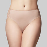 The Knicker - Precision Lace Nude Hi Cut brief