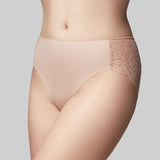 The Knicker - Precision Lace Nude Hi Cut brief
