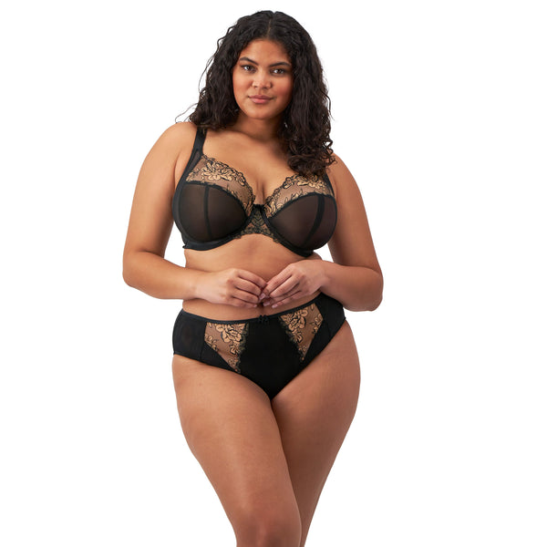 Elomi Teagan Black/Almond UW Side-Support Plunge bra