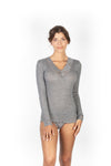 EGI 303 Grey MicroWool Ribbed Long Sleeve Top