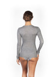 EGI 303 Grey MicroWool Ribbed Long Sleeve Top